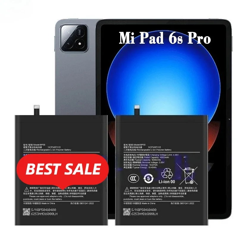BP50 for Xiaomi Mi Pad 6s Pro Tablet Battery High Quality High Capacity Battery Replacement Bateria Grade A Cell with Tools