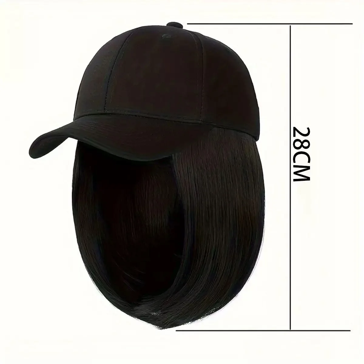 Baseball Cap With Wigs 12 Inch Short Straight Bob  Adjustable Hat Wgs Glueless synthetic Wig Cap With Extensions