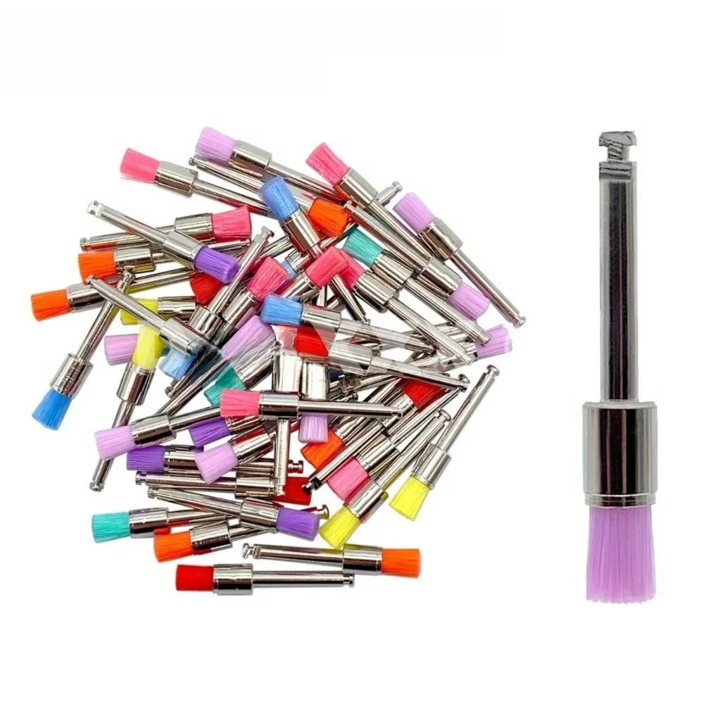 2.35mm Shank Diameter Nylon Polishing Brush Screw Type RA Latch Type Prophy Polishing Brush Stain Removal Design Dense Bristles