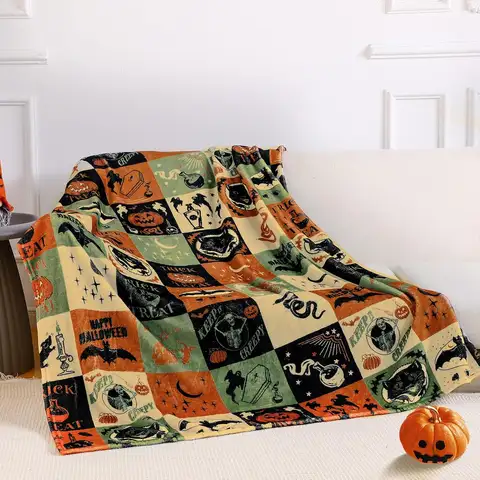 FuWeave Halloween Throw Blanket Vintage Soft Flannel Blanket