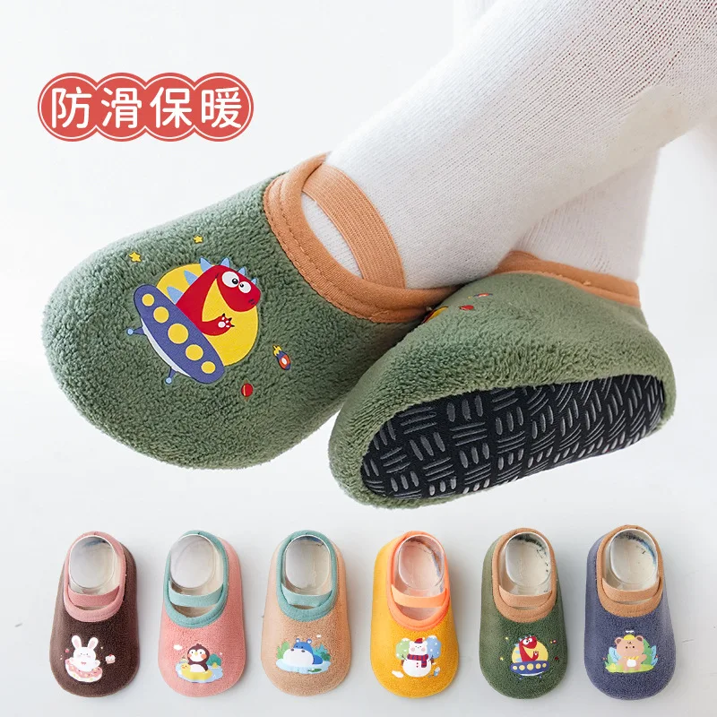 Non-slip Soft Sole Cotton First Walker Socks, Warm Baby Shoes for Toddlers - Cute Cartoon Infant Floor Socks Boys Girls