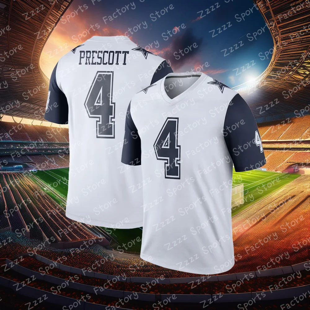 American Men's Dallas Cowboys Dak Prescott Classic Jersey No.4 Short-Sleeved Outdoor Summer t shirt Oversized Clothing Tops