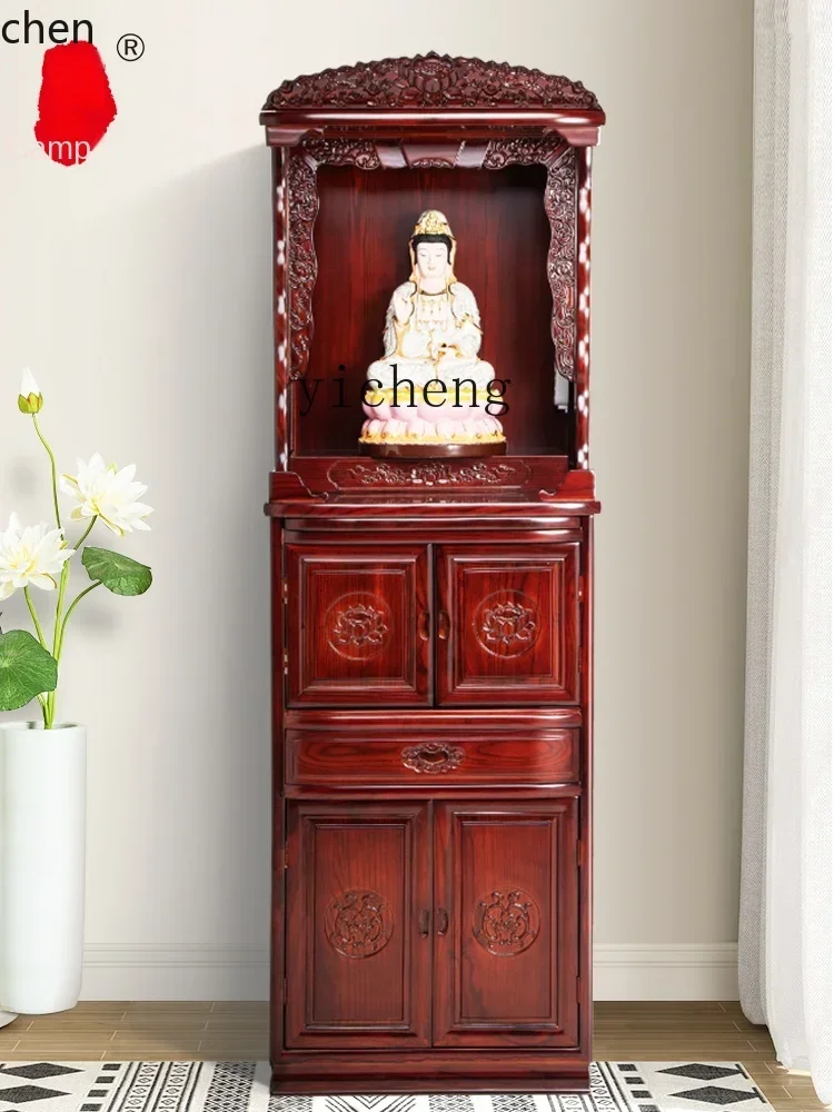 CZ  Solid Wood Buddha Niche Clothes Closet Home Modern Altar Buddha Cabinet Fairy God of Wealth Living Room Building Altar