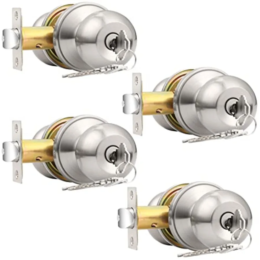 

Keyed Alike Entry Door Knobs Combo, Entrance Lockset in, Interior Exterior Ball Door Knobs with Lock and Keys