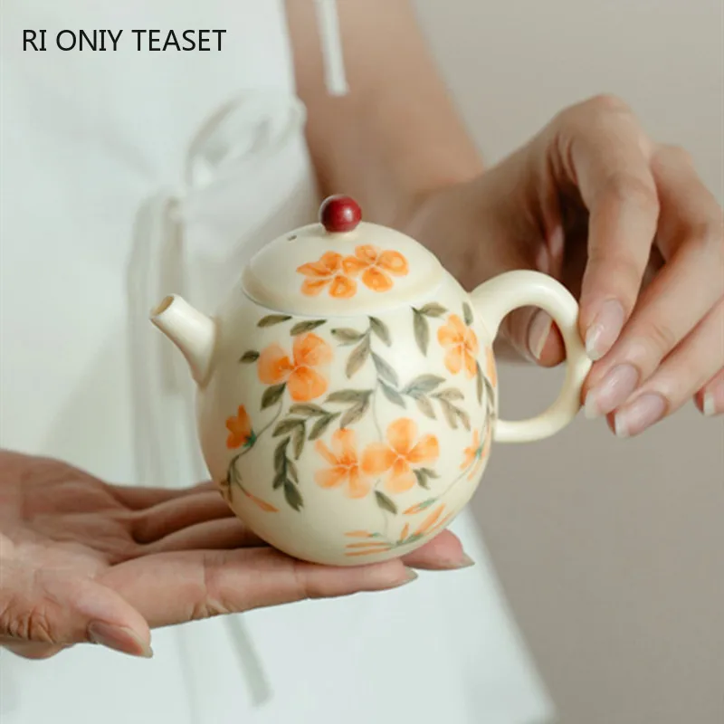 

Chinese Traditional Ceramic Teapots Handmade Flowers Dragon Egg Tea Pot Teacup Household Beauty Tea Infuser Kettle Tea Set