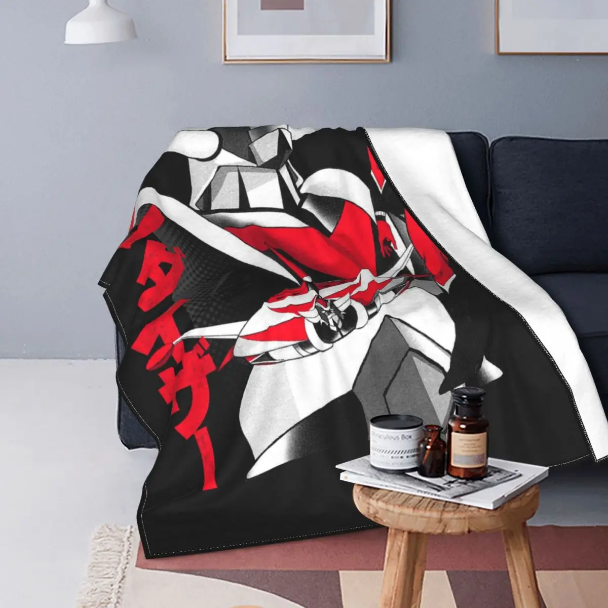 UFO Robot Grendizer Knitted Blankets Velvet Goldorak Actarus Mazinger Z Manga Throw Blankets for Airplane Travel Bedroom Quilt