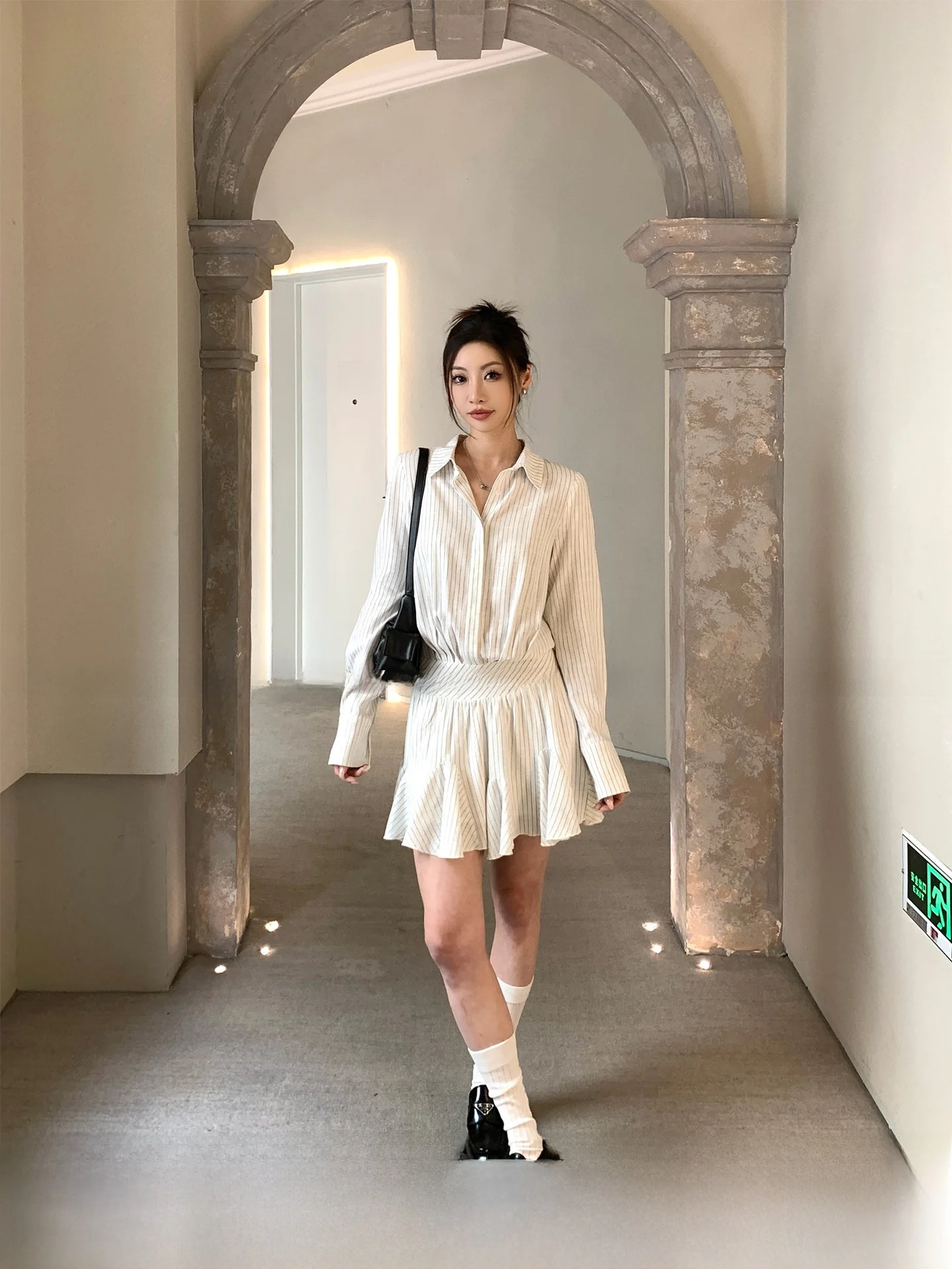 

Новое женское платье Miu из хлопка и льна с широкой талией, плиссированное, с длинным рукавом, приталенное, для весны и лета