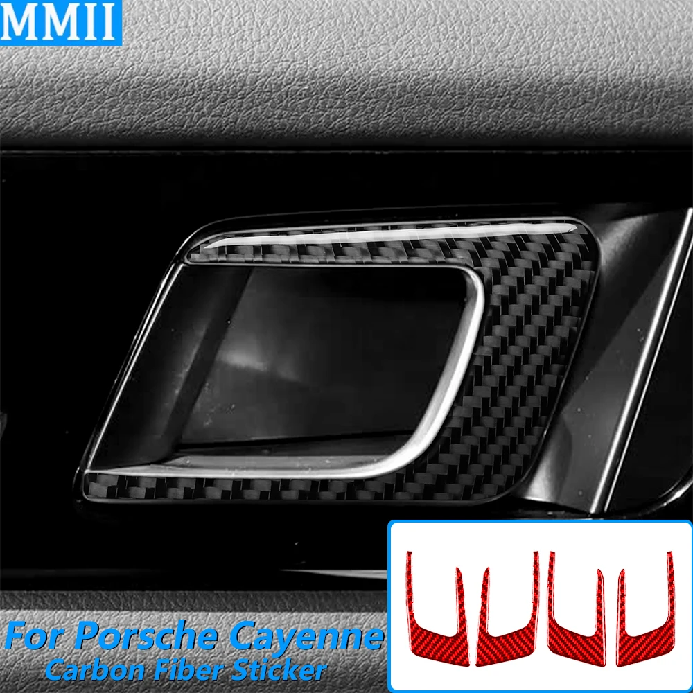

Для Porsche Cayenne 9Y0 9YA 9YB E3 2018-2023: Накладка на внутреннюю панель ручки двери из настоящего карбона, аксессуар для автомобиля, наклейка