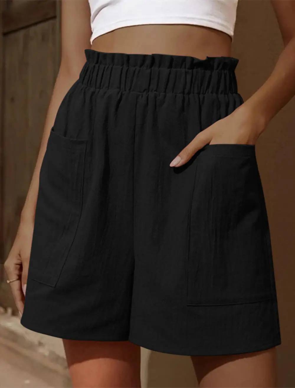 Women Summer Shorts Casual Sports Female Cotton and Linen Loose with Pockets