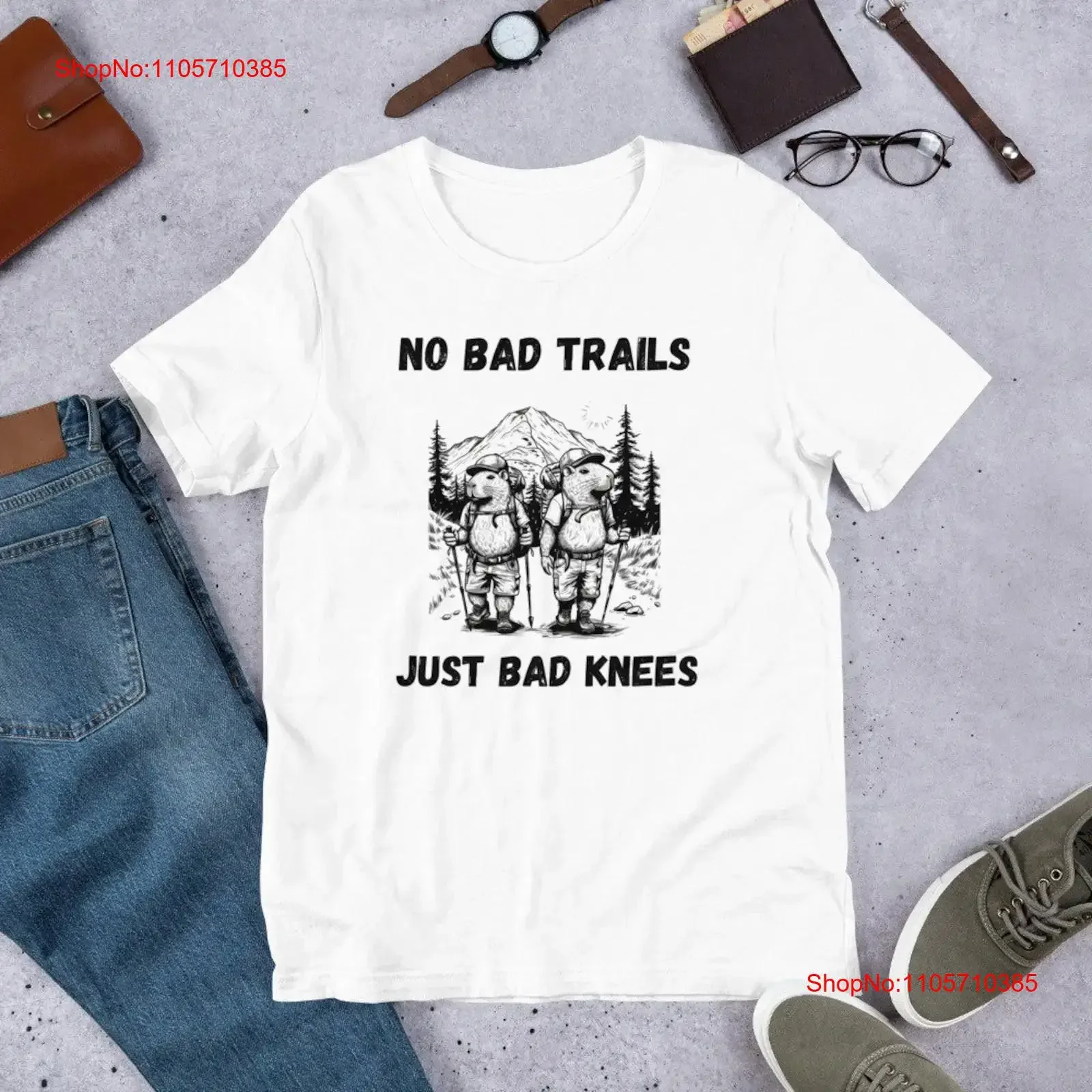 No bad trails just knees capybara T Shirt Crewneck SweaT for Him vintage Washed Breathable Comfortable Stretched Stylish