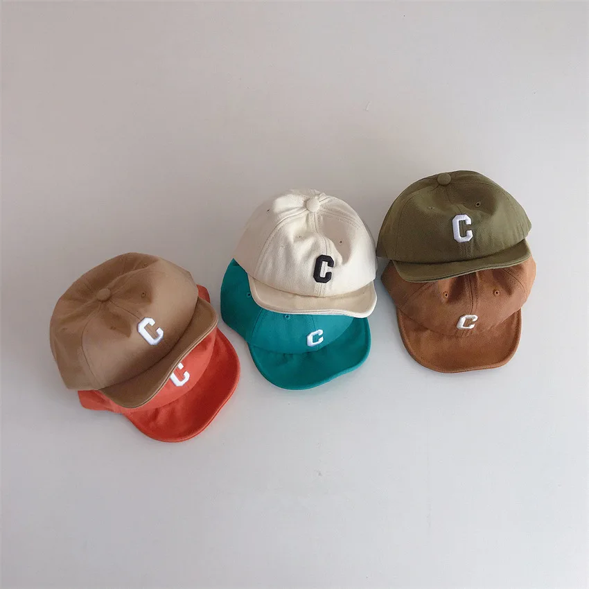 5-24 Months Baby Four Seasons Cool and Handsome Versatile Soft Edge Letter Embroidered Duck Tongue Hat, Available in 4 Colors