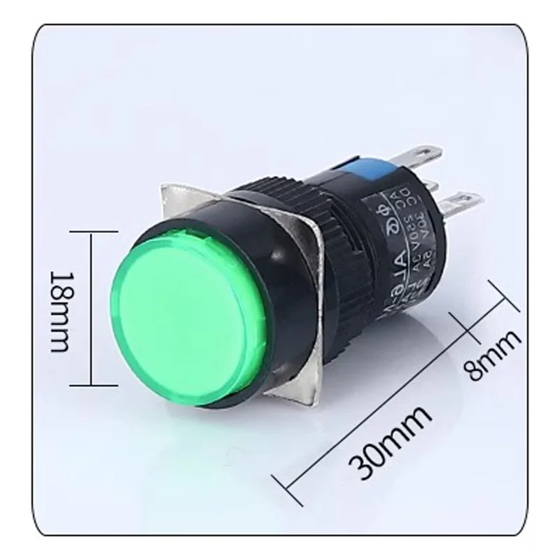 1PC 16MM Round Momentary & Self-Locking Push Light Button Power Switch Silver Contact 1NO1NC 5V 12V 24V 220V Reset 5Pins Power