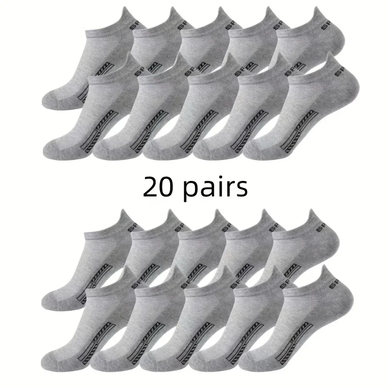 5/6/20pairsMesh sottile traspirante comodo Anti-odore calzini alla caviglia a taglio basso che assorbono il sudore calzini invisibili da uomo per