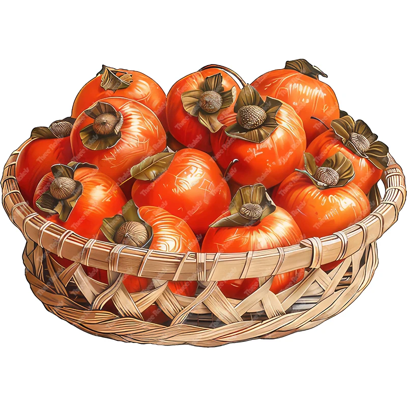 Three Ratels CO104 Bright persimmons Basket Pastoral style Cartoon fruit  wall stickers for Home decoration