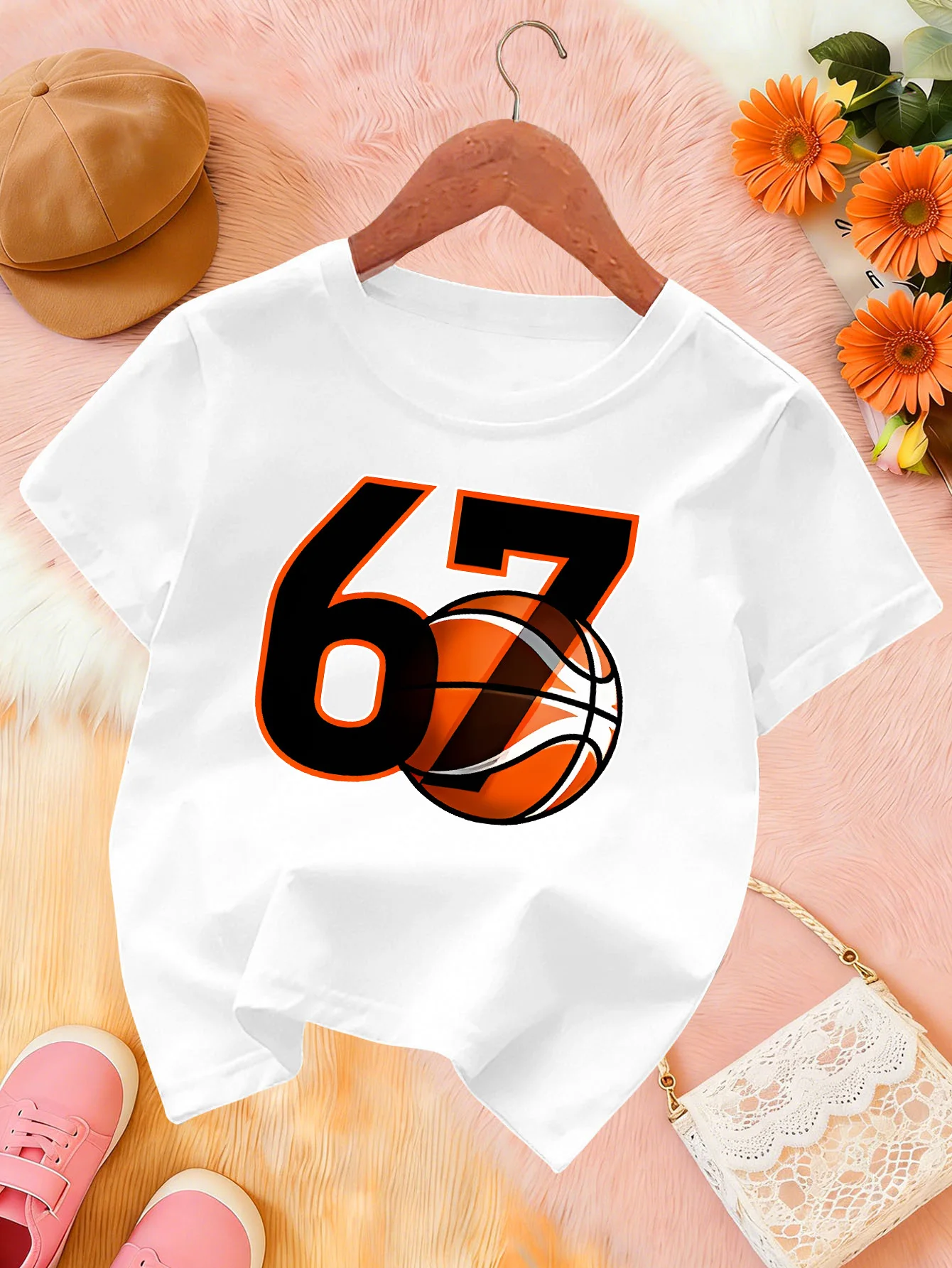 Number 67 Basketball Print Kids T Shirt Boys Girls Cotton Short Sleeve Parent Child Matching Sports Summer Casual Basic Tee