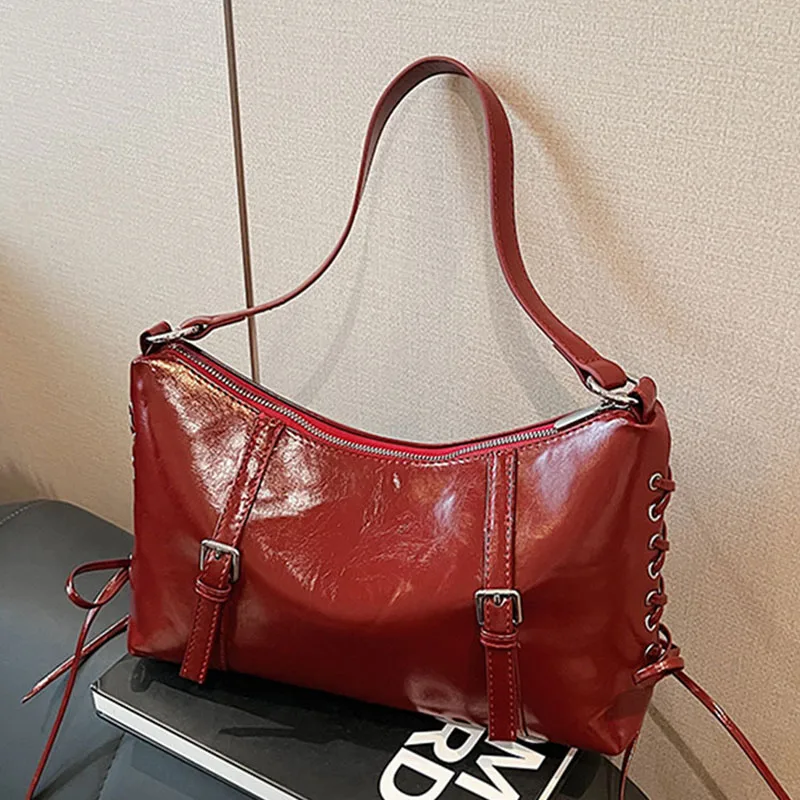 

Trendy Red One Shoulder Bag 2024 New Simple Pu Leather Crossbody Bags Autumn Winter Versatile Casual Women's Shopping Purses