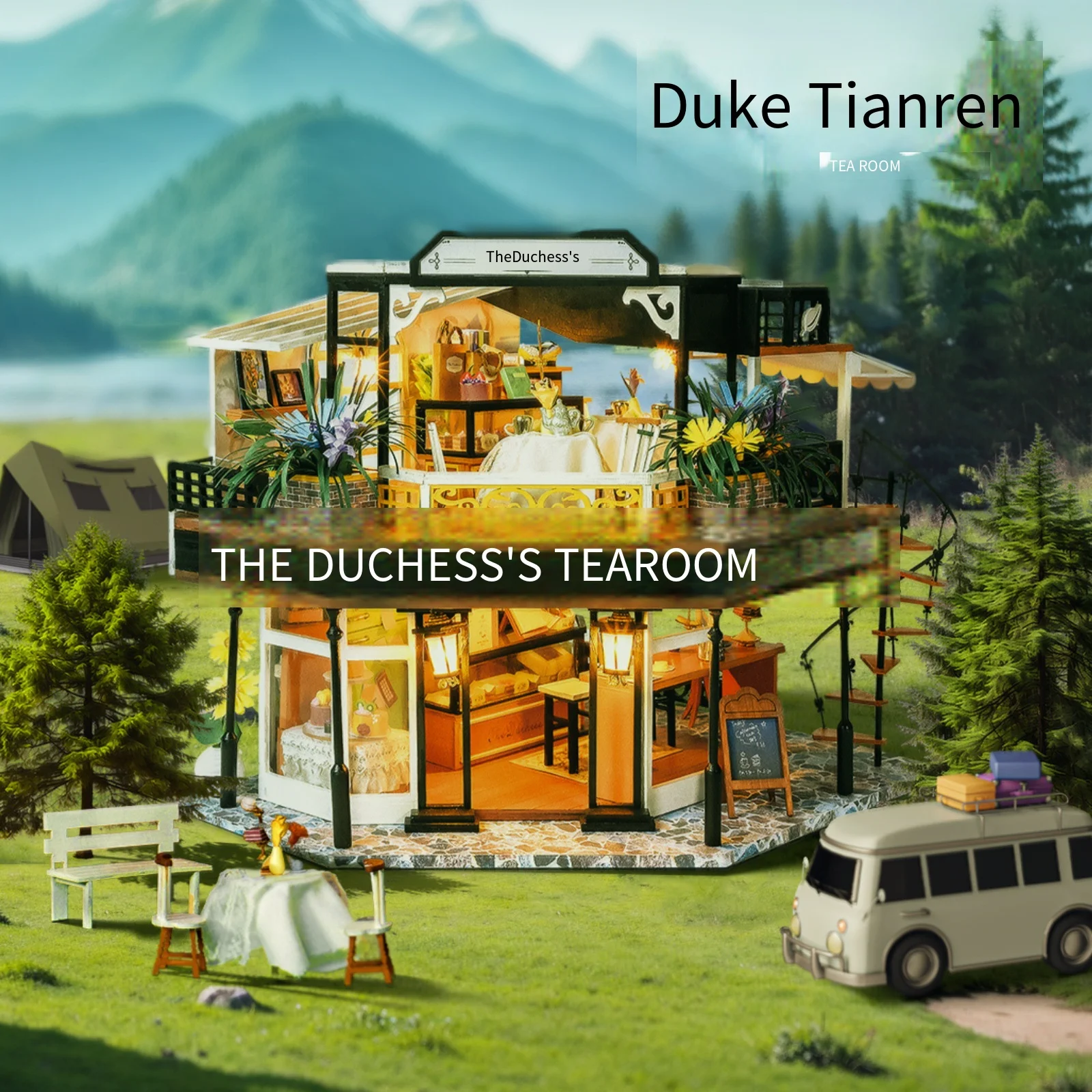 DIY 3D بيت الشاي لغز دوقة نموذج مع أضواء LED الإبداعية اليدوية الجمعية كيت هدية عيد ميلاد عيد الحب لها #5