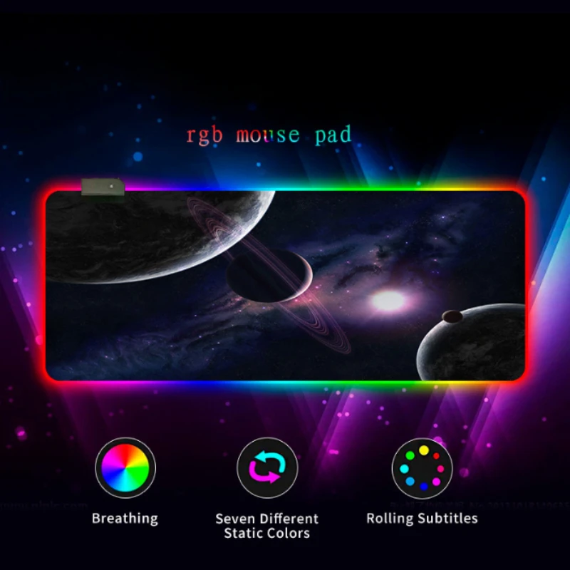 

Mousepad Large RGB XXL LED Universe Mouse Mat Keyboard Mats Desk Rug Extended Gaming Accessories With Backlit Pad