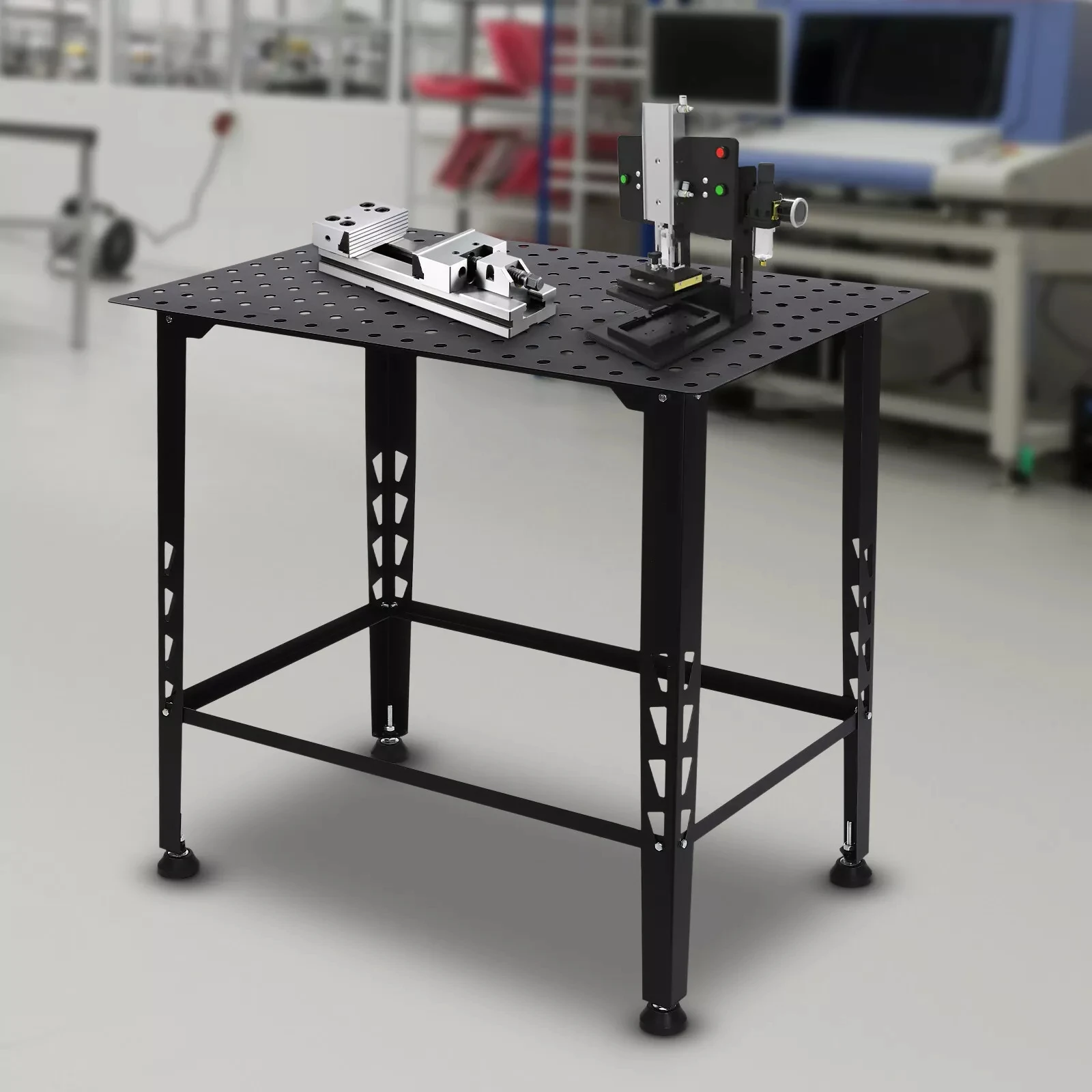 Modular aço solda mesa, bancada com Fit-up Kit, preto, 36 "x 24"