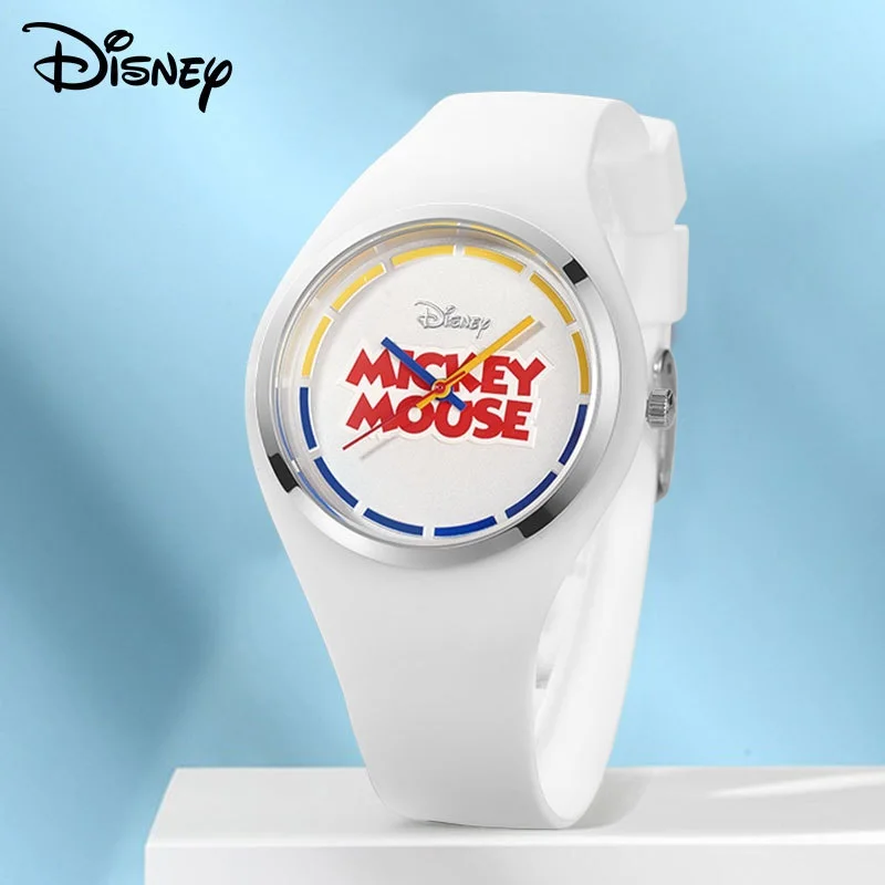 Montre-bracelet Disney Mickey Mouse pour enfants, montre-bracelet à Quartz, Noctilucent, étanche en Silicone, unisexe, étudiant, garçon et fille