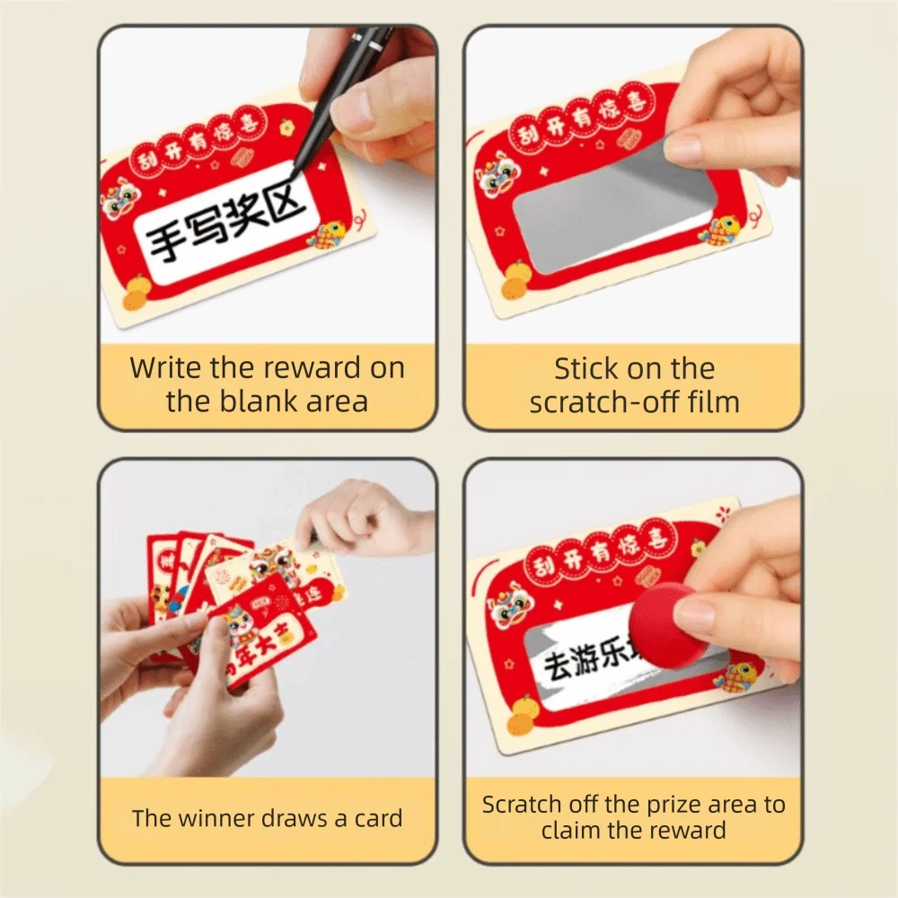 20pcs Zodiac Horse Scratch-off Cards Cartoon Anniversary Vouchers Tickets DIY Gift Activity Favors Surprise Lucky Cards