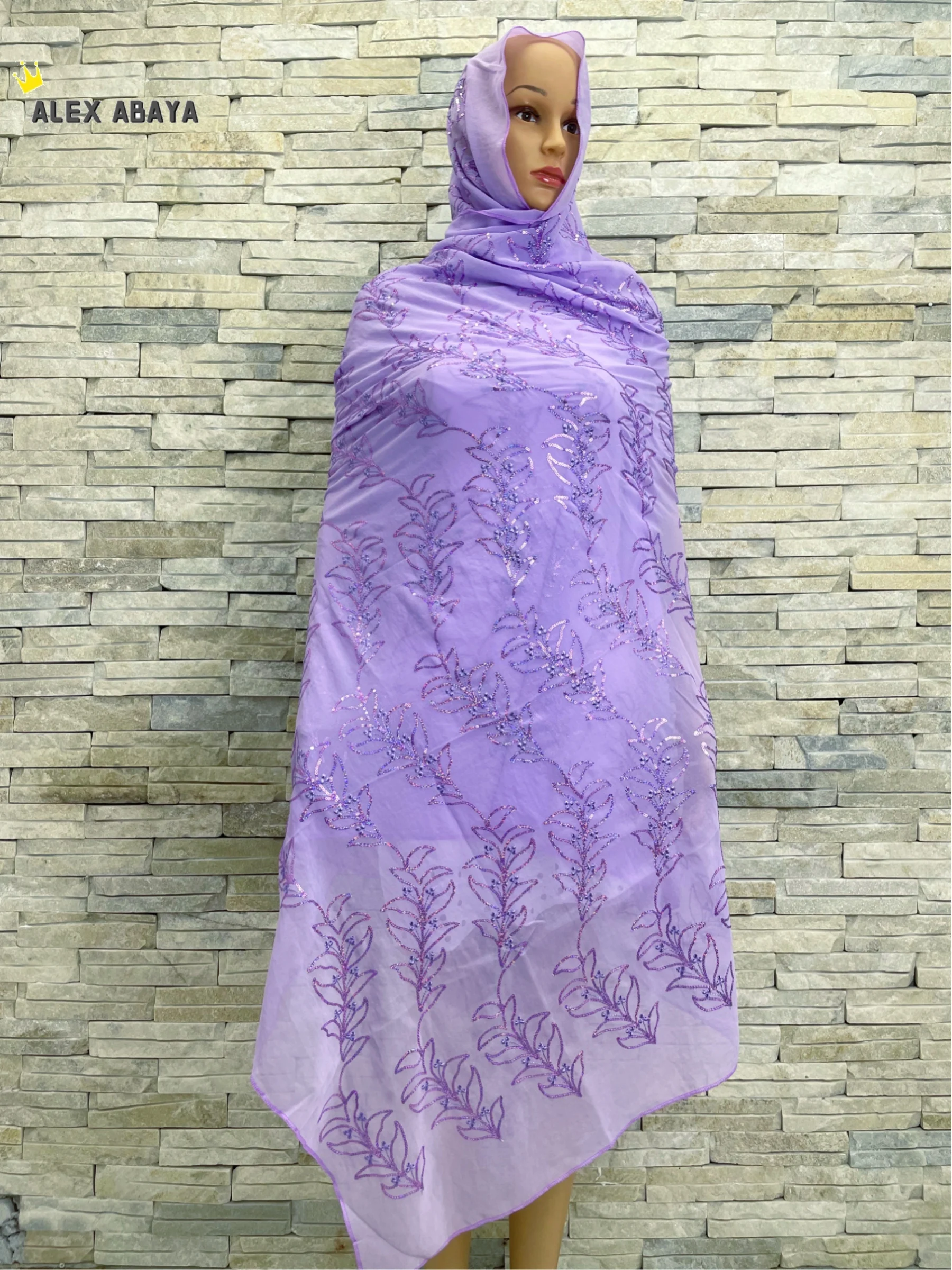 Chiffon Hijab for Muslim Women, Long Big Headscarf, Sequin Embroidery, African, Dubai, Islam, New, Free Shipping, 2022