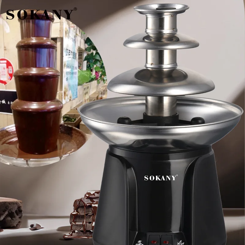 Mini 3‑Layer Chocolate Fondue Melting Tower with EU Plug Electric Heating Chocolate Fountain Machine for Home DIY Party Dessert
