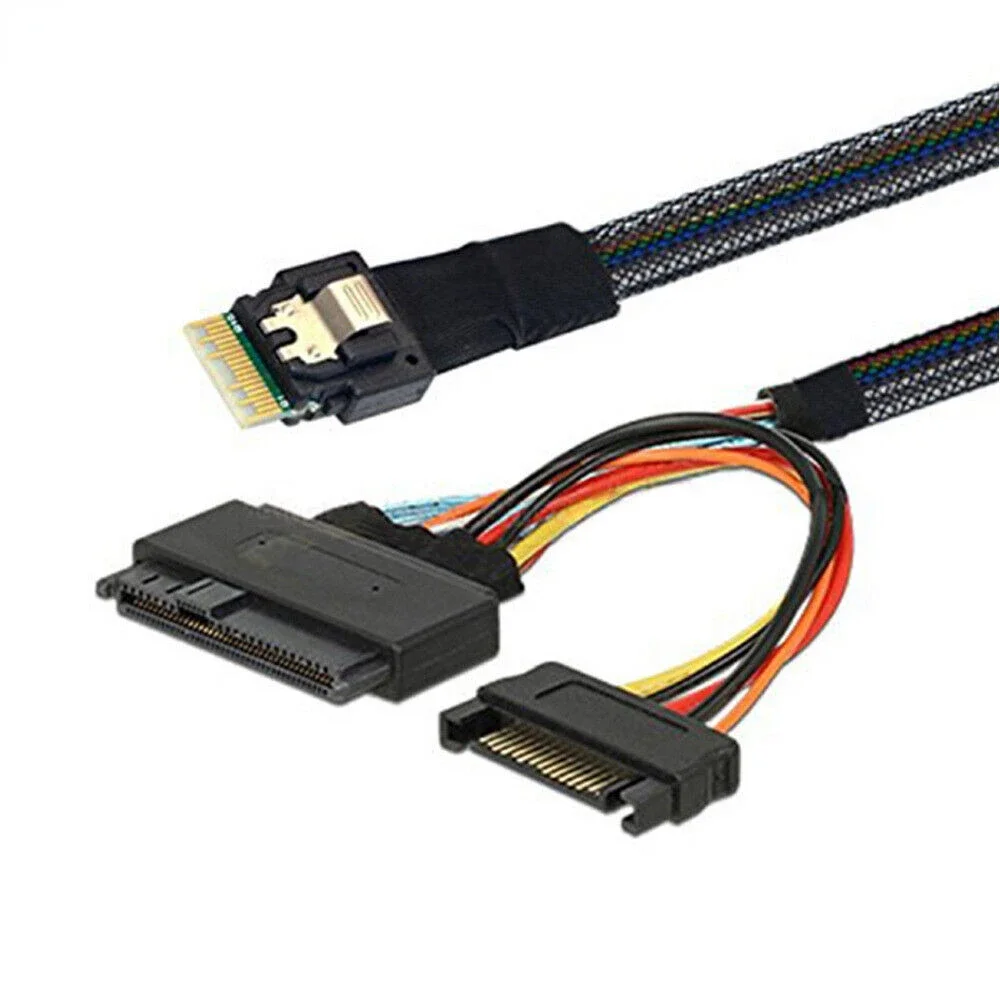 High-quality Mini Slimline SAS SFF-8654 4I 38P To SAS 8639 U.2 Adapter Cable with SATA15P