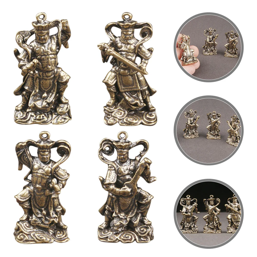 

4pcs Brass Vintage Desktop Statue Decor Retro Brass Decor Retro Craft Ornament For Home Office Tabletop Decoration