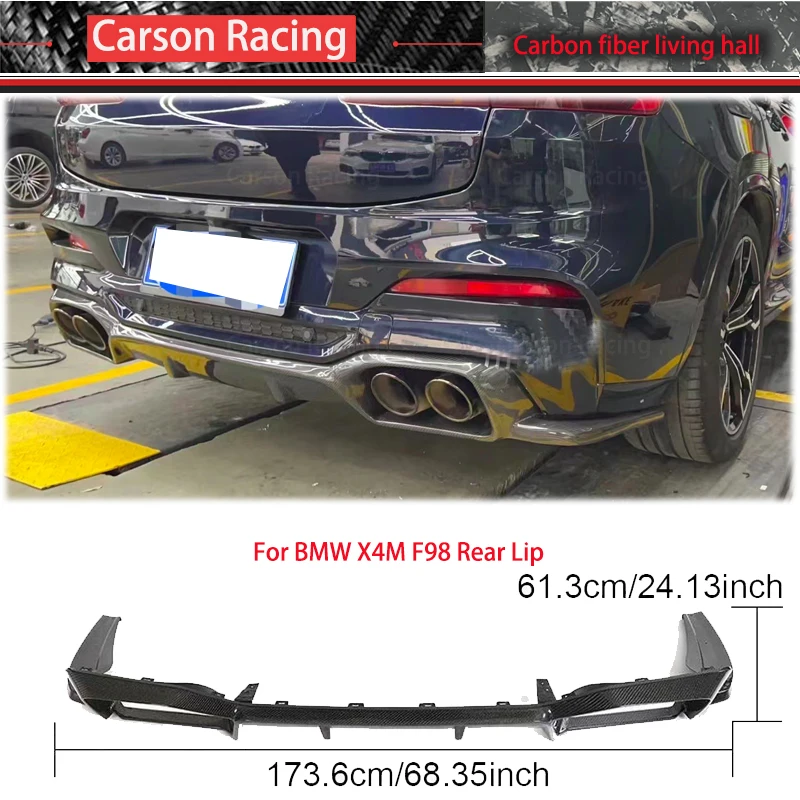 

For BMW X4M F98 2019-2021 Real Carbon Fiber Rear Bumper Diffuser Lip Accessories Guard