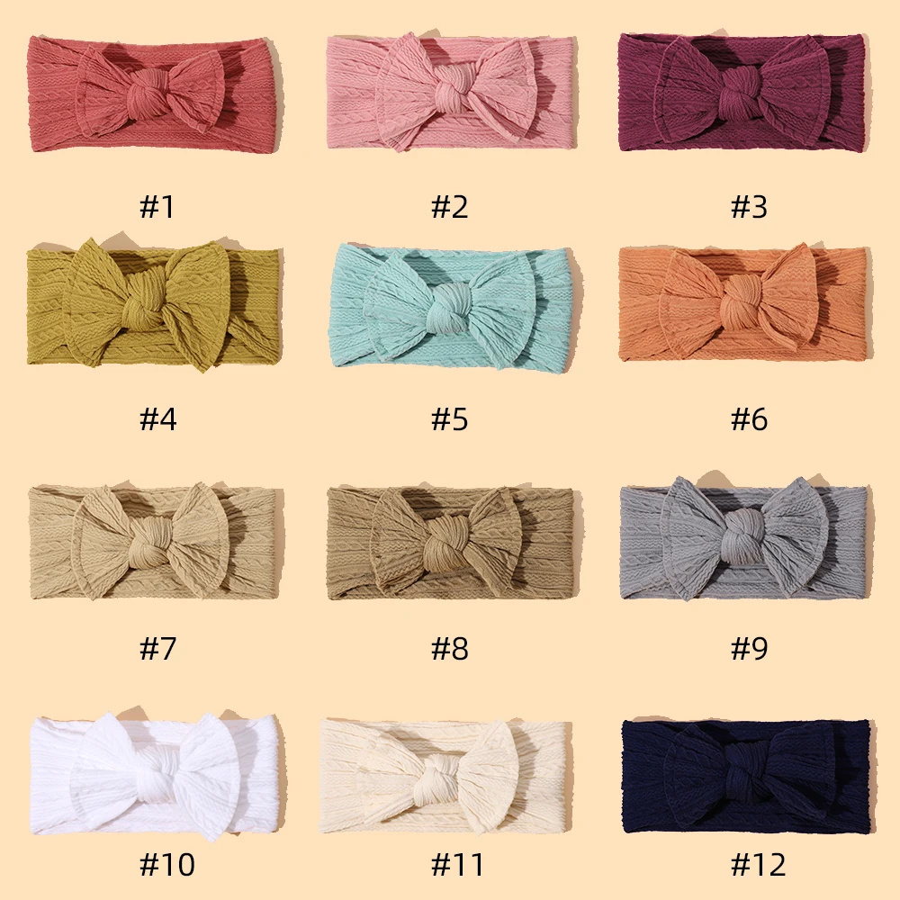 Solid Cable Bow Baby Headband for Child Nylon Bowknot Headwear Kids Elastic Turban Headwraps Newborn Boys Girls Hair Accessories