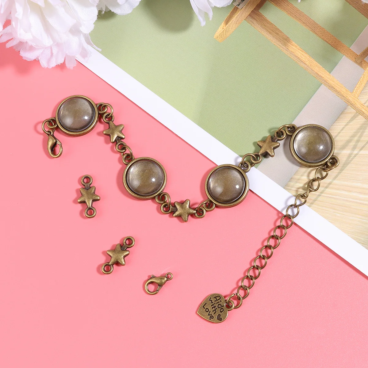 5 szt. Zestaw do samodzielnego tworzenia bransoletek, bazy do biżuterii, zawieszki ze stopu, retro design, akcesoria do rękodzieła dla kobiet