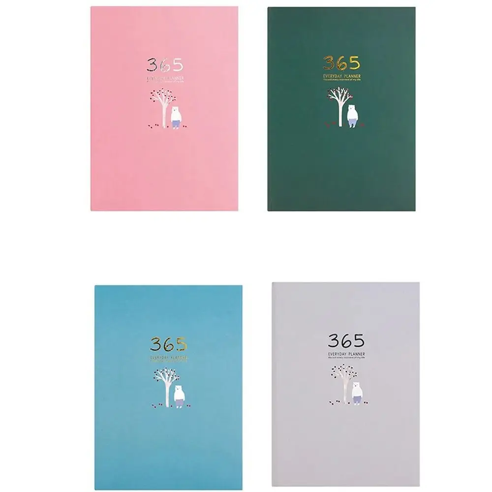 Hard Cover 365 Days Planner Opened 180 Degree Thicker Paper Personal Diary Ribbon Bookmarks Blank Pages Daily Schedule Notepad