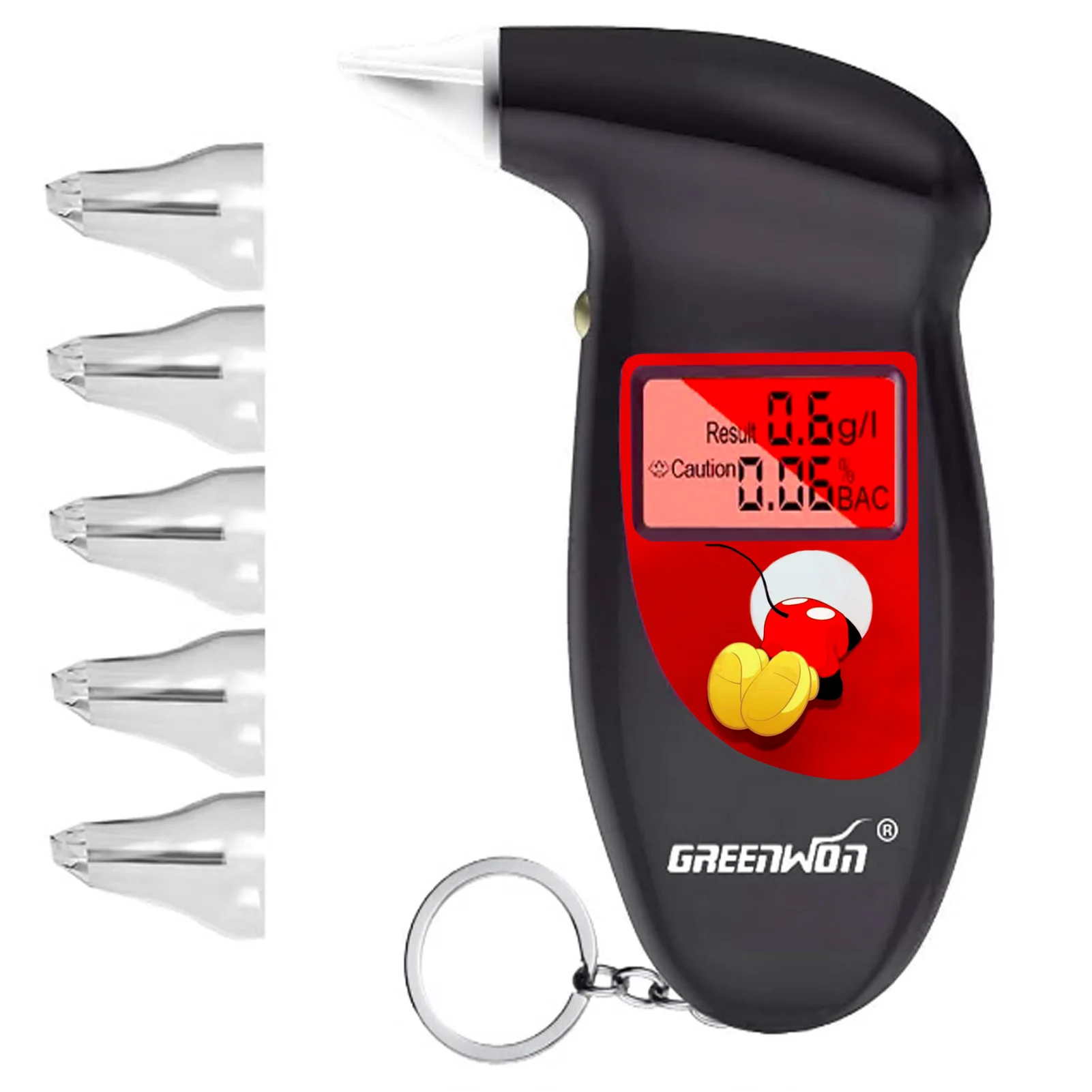 GREENWON Clean Up Inventory Keychain Digital Alcohol Tester Detector Audible Alert Portable Breathalyzer with LCD Display 68S-BD