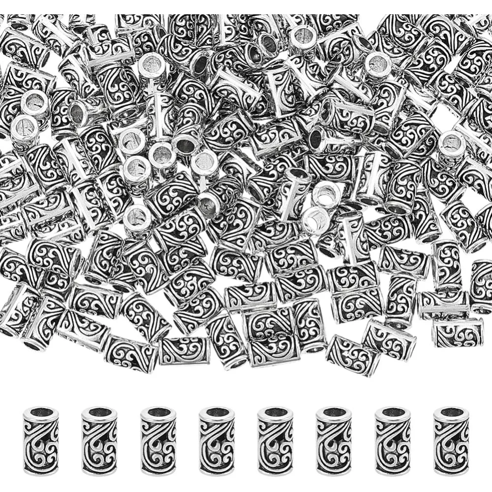 

Column Beads 200 Pcs Alloy 5mm W x 8.5mm L 3mm Hole European Spacer Beads for Bracelet Necklace Jewelry Making