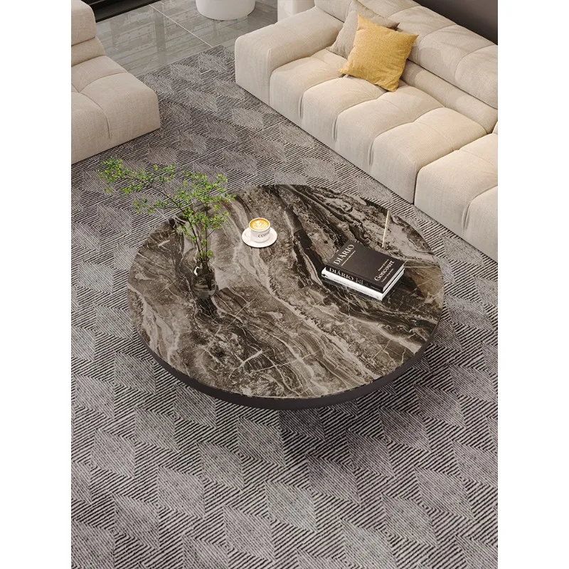 Italian type Rock plate round coffee table light luxury simple household sofa beside table for living room end table home