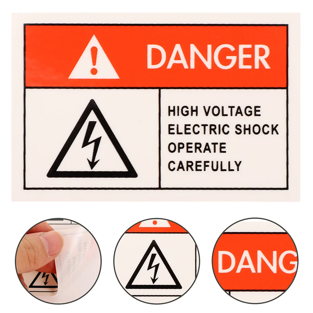 

5 pcs Anti-Electric Shock Labels Waterproof Oil Resistant Warning For Home Office Factory Clear English Signage No Residue Easy