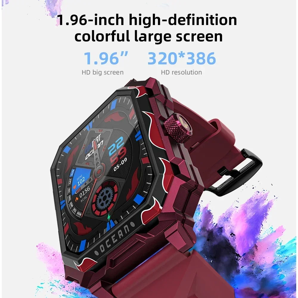 

2025 New LOKMAT 5 ATM Waterproof Swimming Smart Watch1.96 Inch HD Screen Fitness Tracker BT Calls 100+ Sports Modes Smartwatches