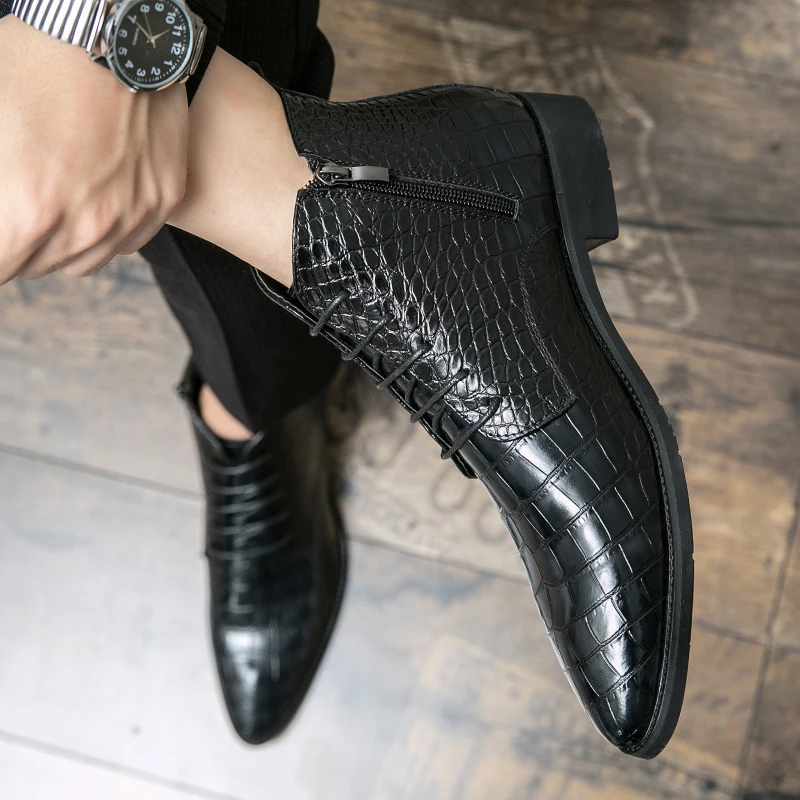 2023 New Business Chelsea Men Pointed Leather Boot Fashion Slip-on Formal Boots Wedding Party Dress Senior Boot Casual Versatile