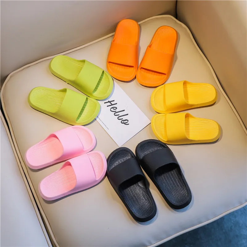 Summer Children Casual Slippers Solid Color Indoor Slippers Breathable Non-Slip Home Bathroom Beach Kids Soft Slippers Boys Girl