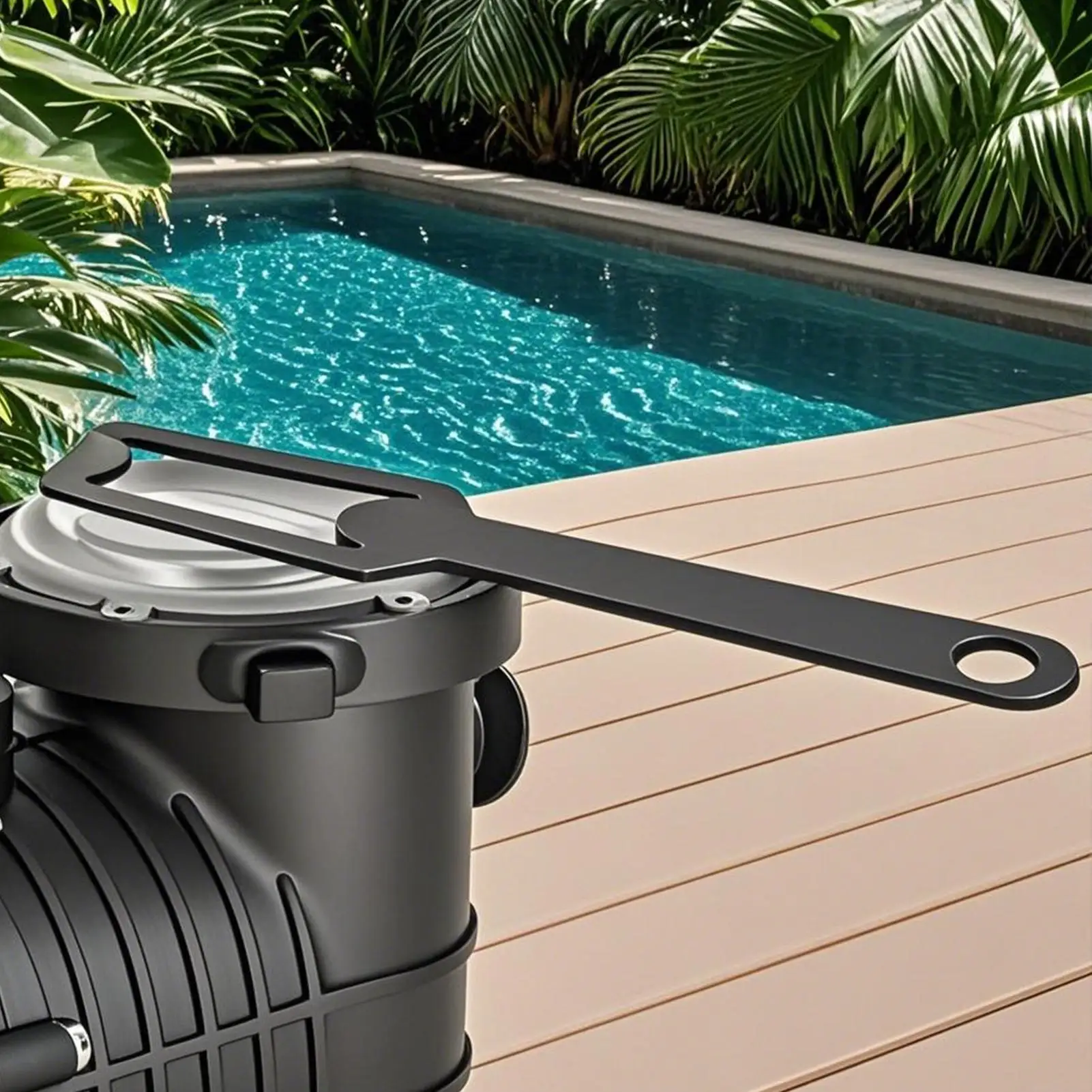 Verwijderingssleutel voor zwembadpomp Zwemmen Badzeef Dekselsleutel Precisie gereedschap voor het verwijderen van zwembadpompdeksel voor spabad Tuin Achtertuin
