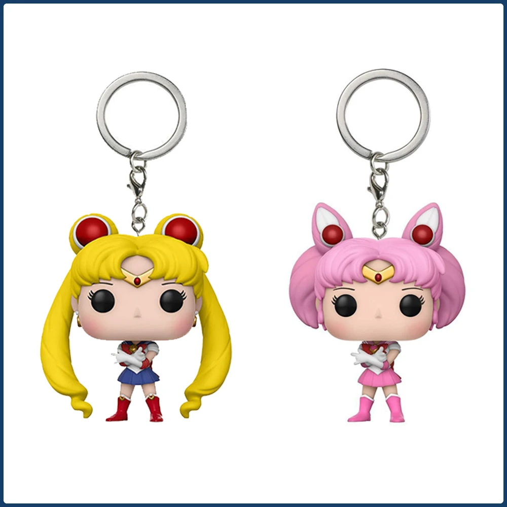 FUNKO Keychain Sailor Moon Magical Girl Chibiusa Tsukino Usagi Action Toy Figures Periphery Pendant Backpack Keychain Kids Gifts