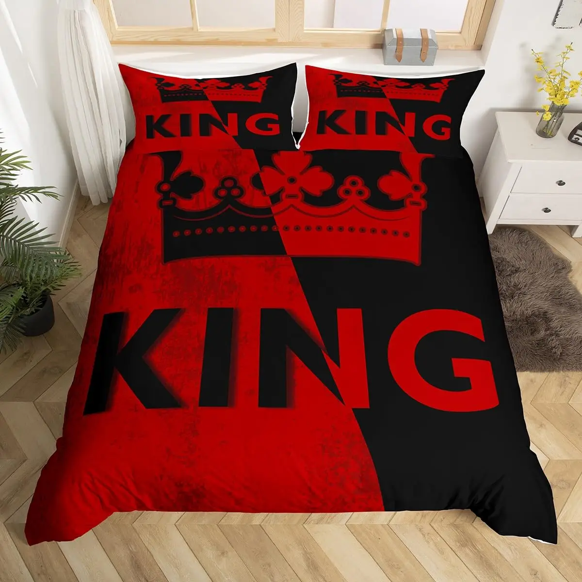 Luxury Crown Duvet Cover Set Twin Full Love Couple Comforter Cover Romantic Wedding Queen King Bedding Set Valentines Day Gift
