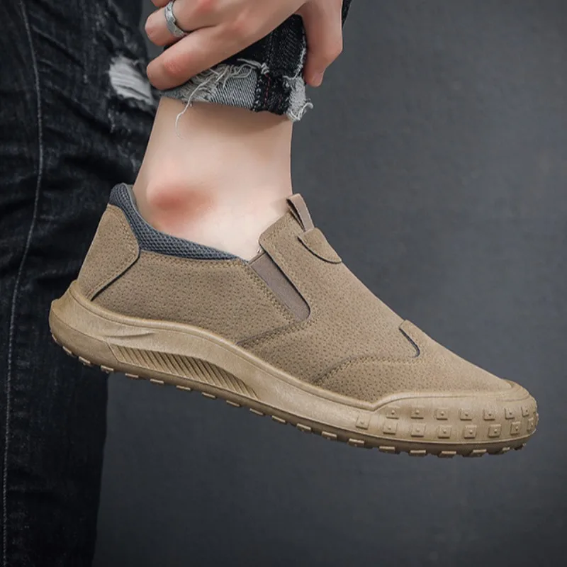 Zapatos de protección de trabajo cómodos para hombre, zapatillas impermeables antideslizantes duraderas para exteriores, resistentes al desgaste, planos informales para caminar