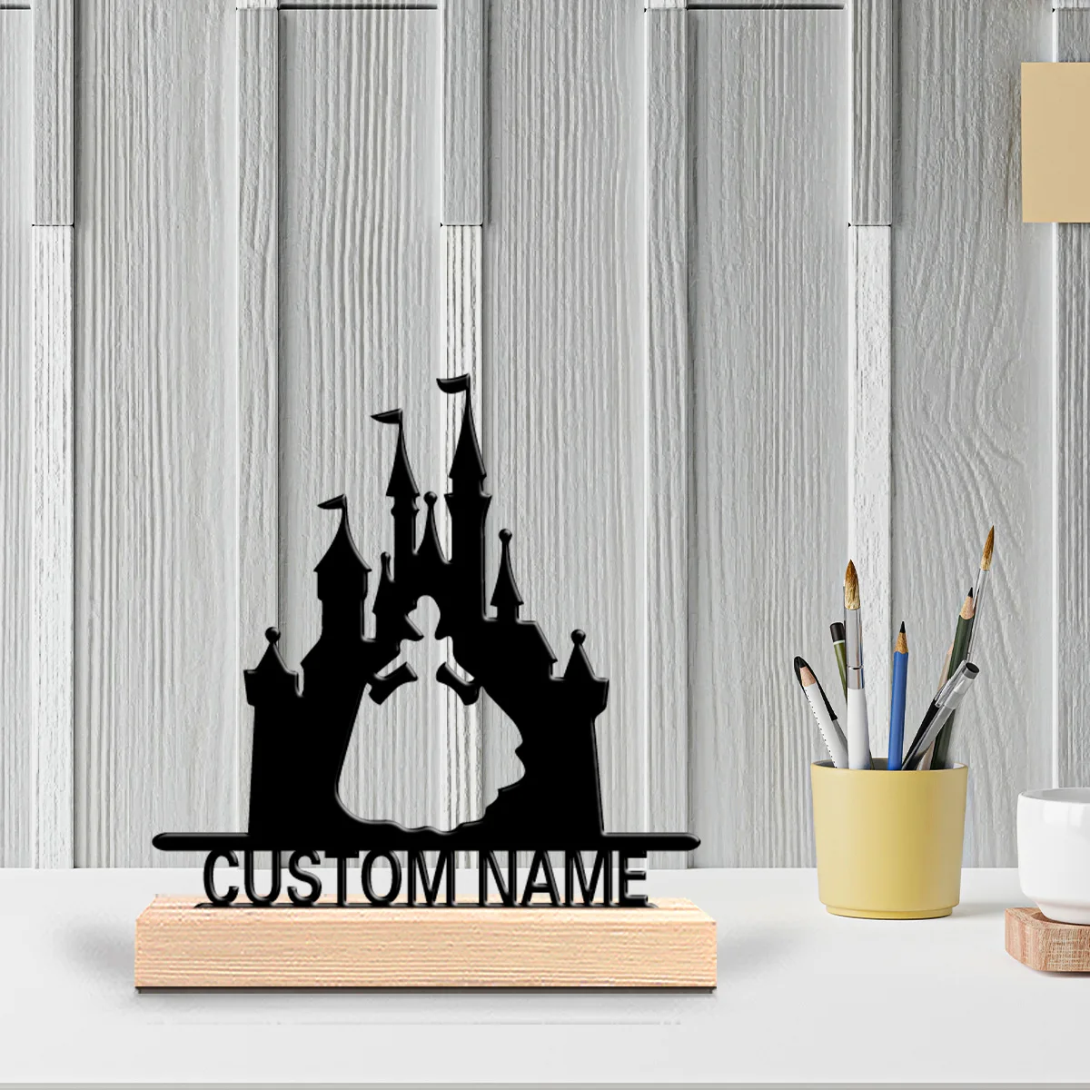 1 unidad de estatuas de Metal de Castillo de princesa personalizadas románticas, detalles de cuentas de madera, decoración de pared única para dormitorios, guardería, B