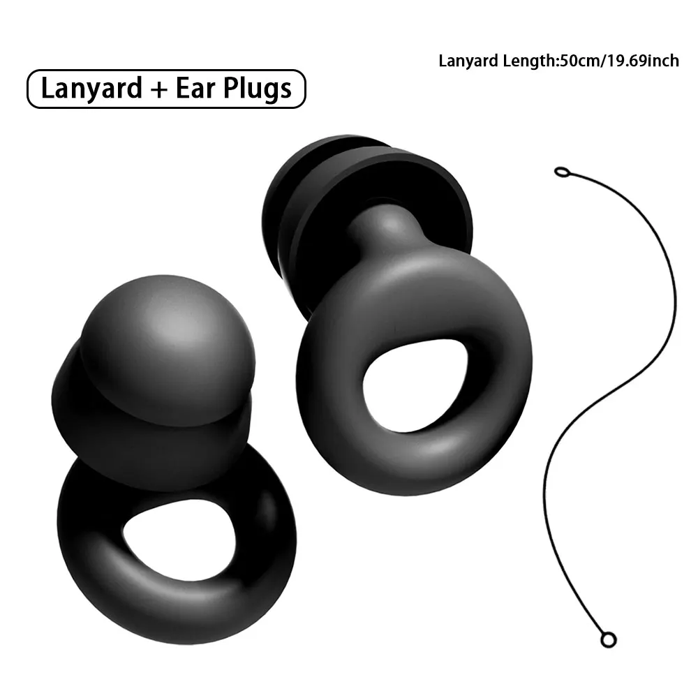 HUAK Newest Reusable Earplugs With Silicone Lanyard, Ideal for Swimming, Sleeping, Concerts, Learning, Motorcycle,Study
