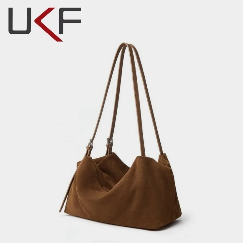 

UKF Women's Suede Leather Shoulder Bags Ladies Soft Cowhide Crossbody Bag Female Design Luxury Lazy Commuting Handbag