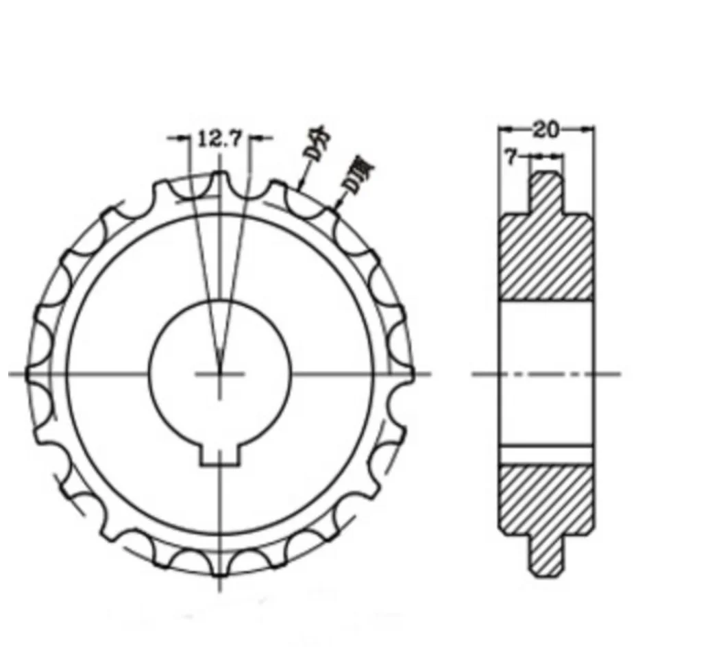 28PCS For pitch 12.7/19.05mm chain plate gear(square hole:20x20mm)