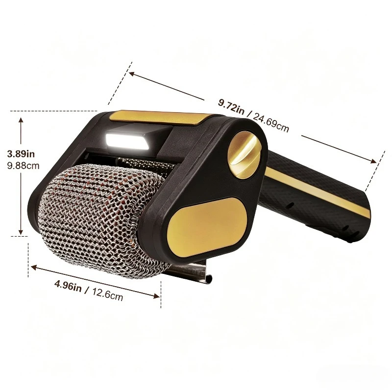 Stainless Steel 304 Roller BBQ Brush with LED Light Brushless Clear Food Grade Clean LED Lighting