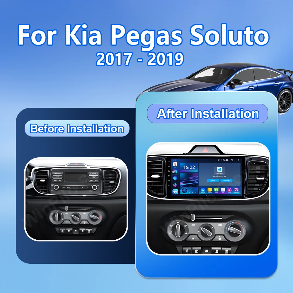 Android 16 Carplay For Kia Pegas Soluto 2017-2019 Auto Multimedia Video Player Navigation GPS Touch Screen 4G WIFI NO 2DIN DVD